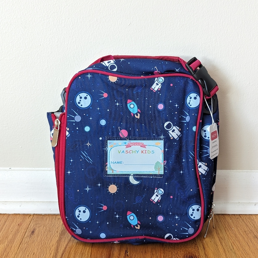 Vaschy Outer Space cute cartoon insulated lunch box with optional strap, kids OS - Picture 2 of 7